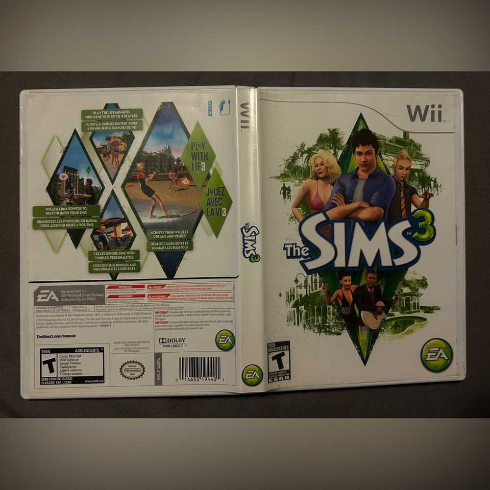 Wii The Sims 3. Cleaned and Tested.